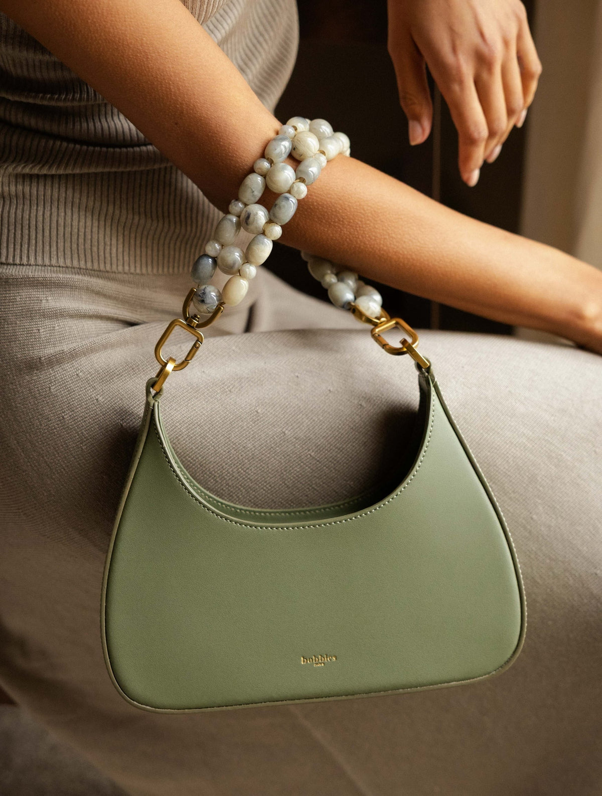 Bobbies Aléria Provence Green handbag — worn view