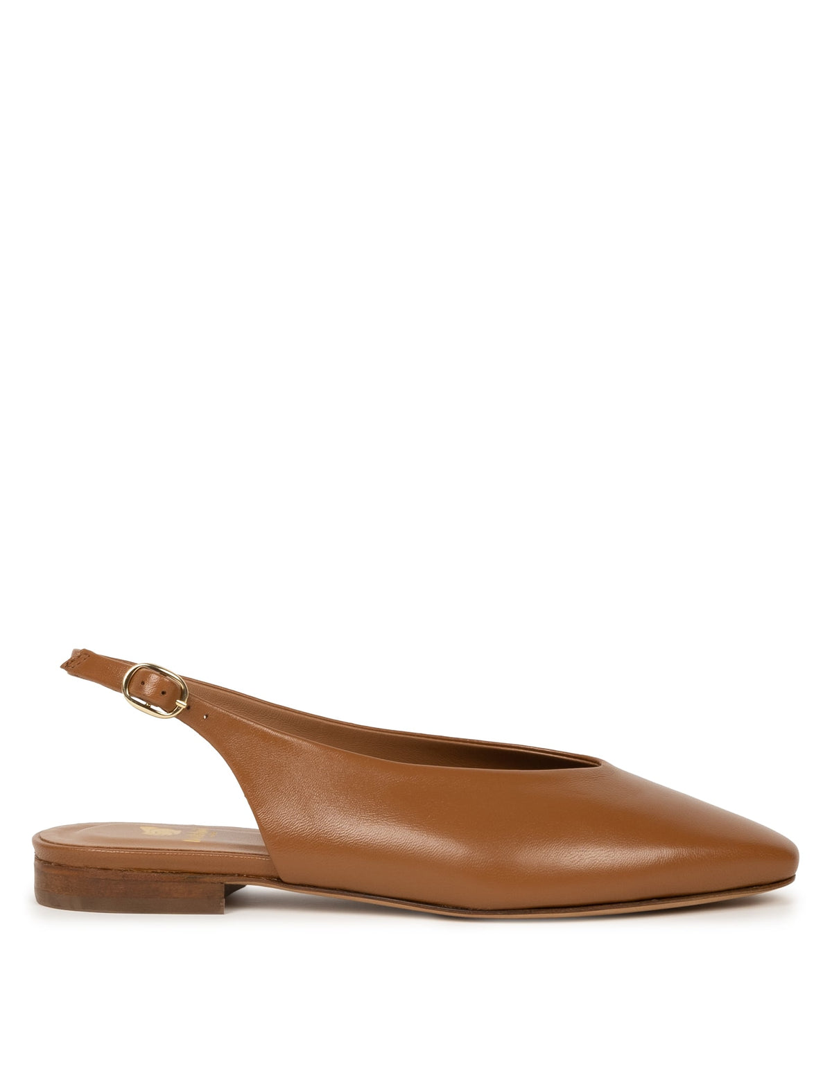 Bobbies Anouk Camel slingback flats — studio view