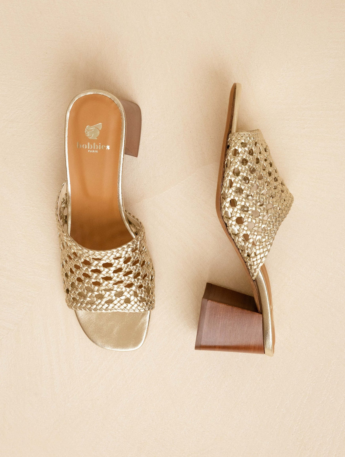 Bobbies Kelly Champagne Gold heeled sandals — product view