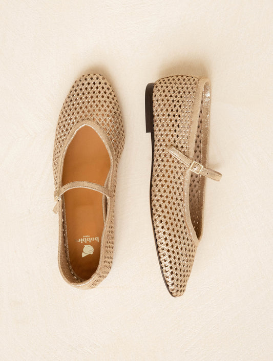 Bobbies Maya Iridescent Champagne ballet flats — product view