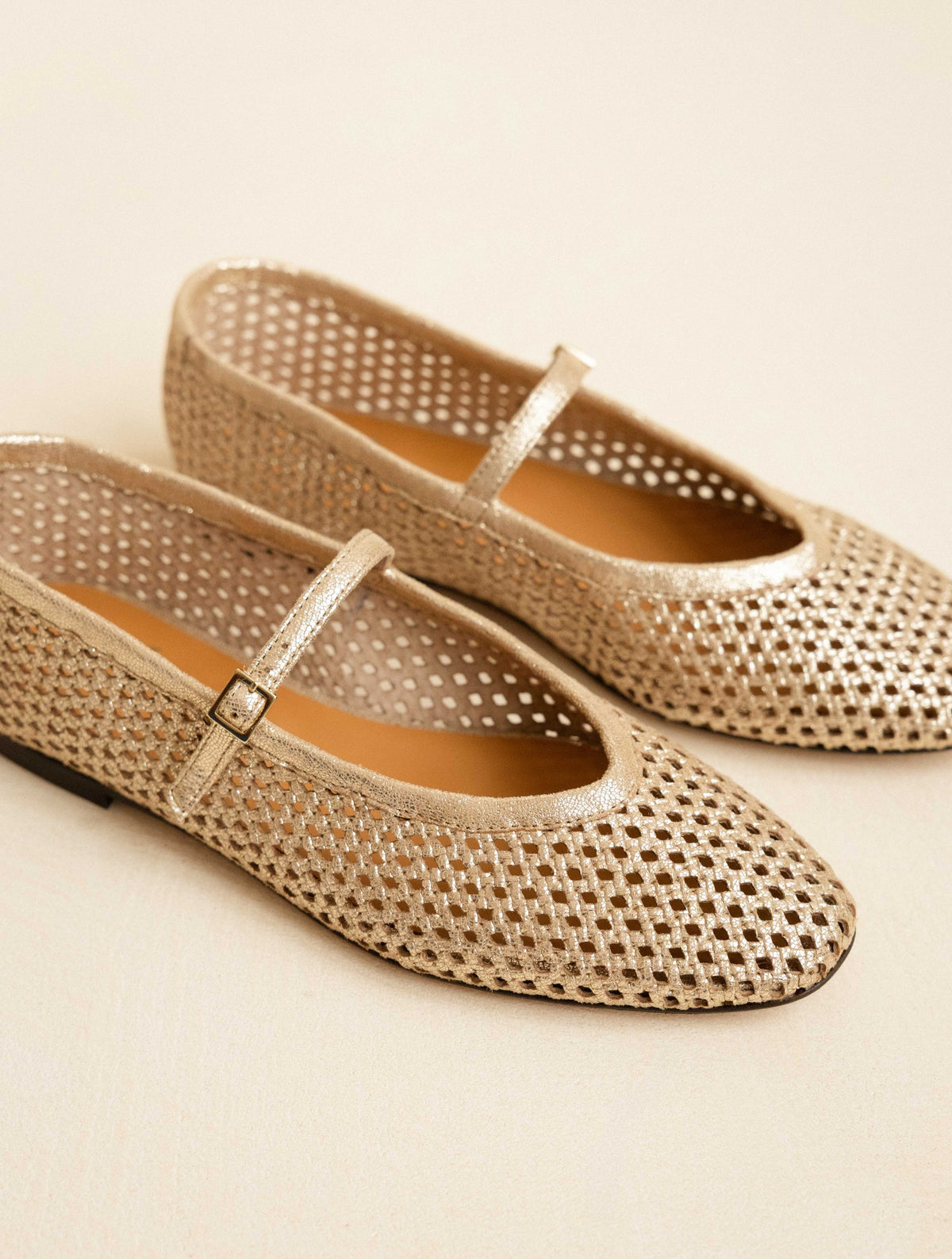 Bobbies Maya Iridescent Champagne ballet flats — view 3