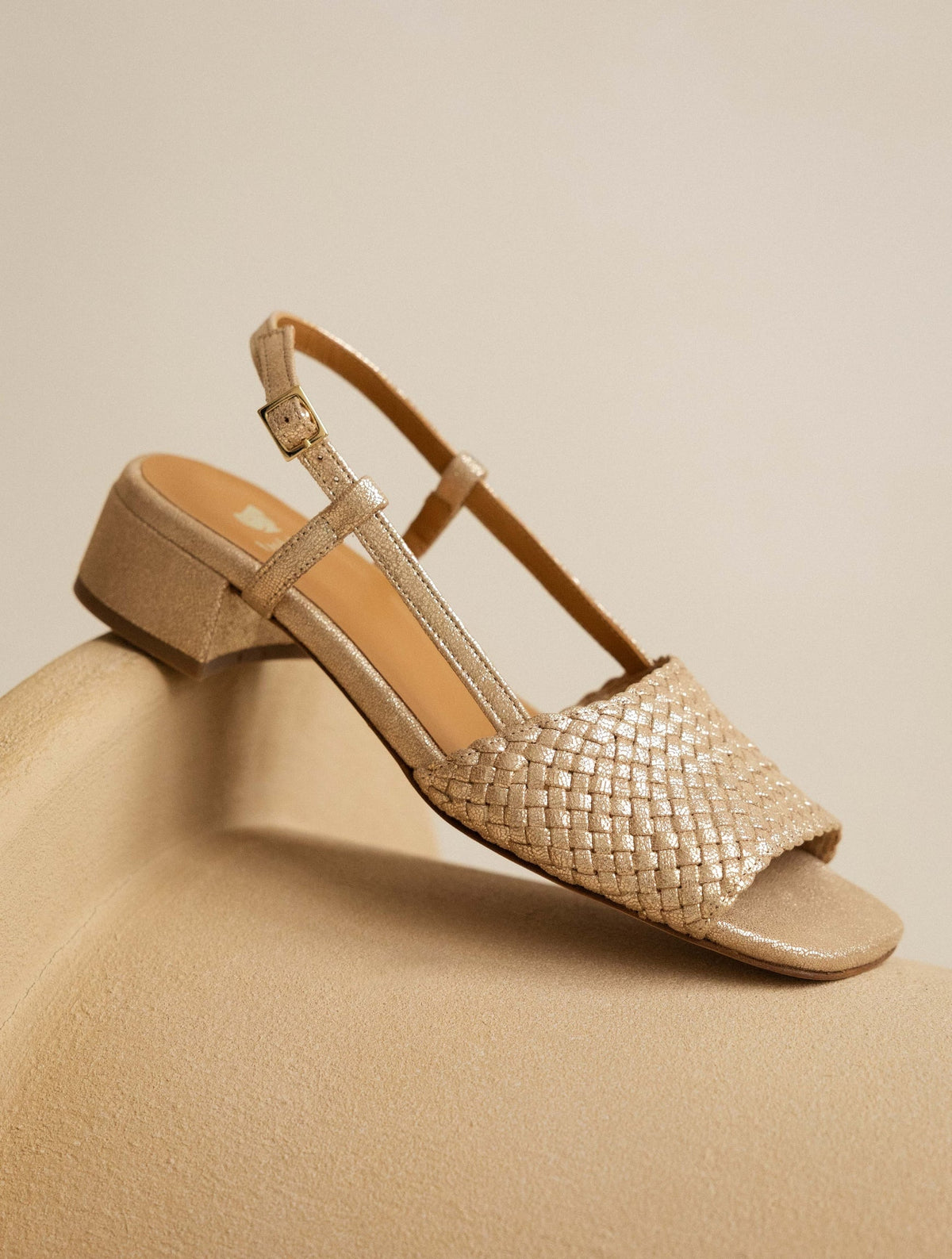 Bobbies Vanda Iridescent Champagne heeled sandals — view 3