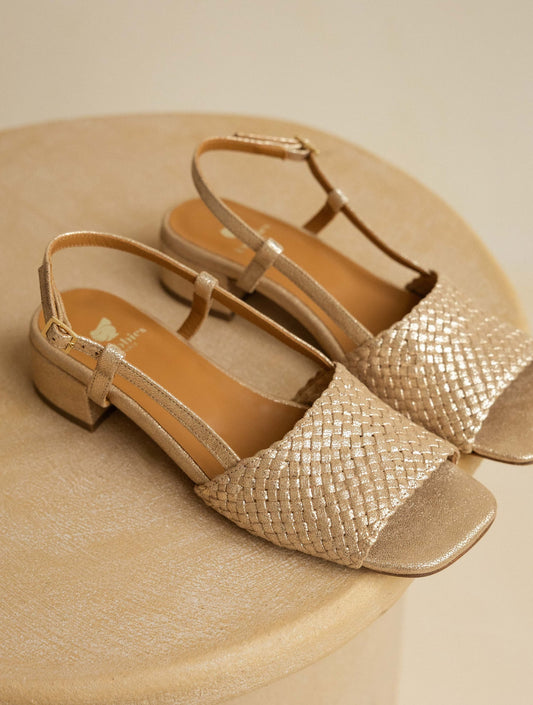 Bobbies Vanda Iridescent Champagne heeled sandals — view 5