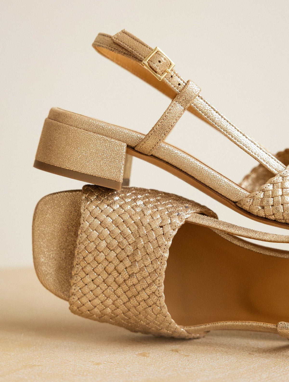 Bobbies Vanda Iridescent Champagne heeled sandals — view 6