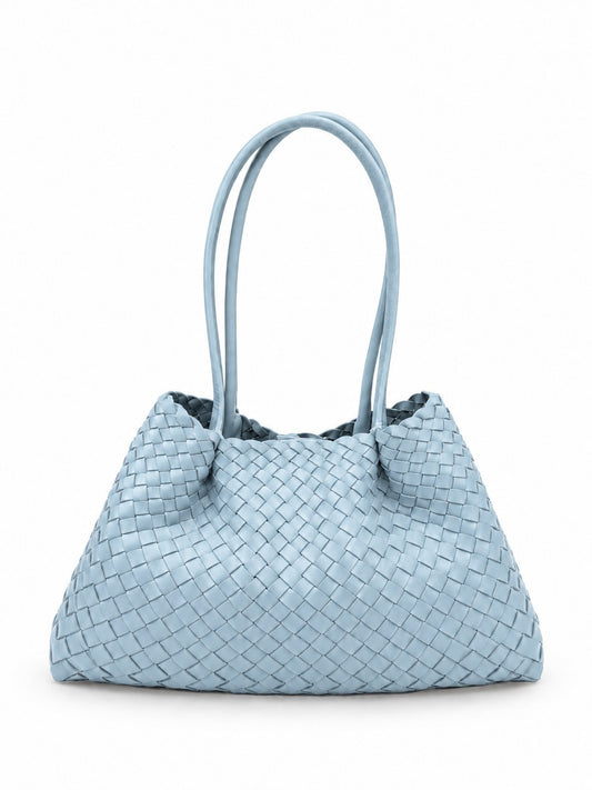 Elleme Dimple Tote Medium Woven Arctic Blue bag — product view